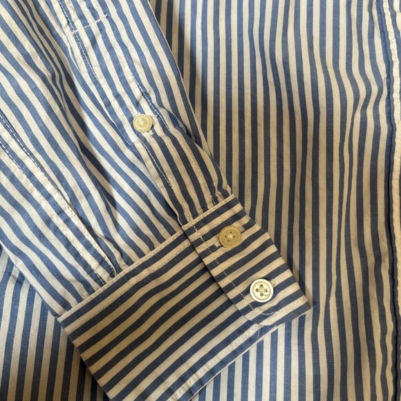 GAP White & Blue Striped Boyfriend Fit Button-Up Shirt | Size M - Picture 3 of 6